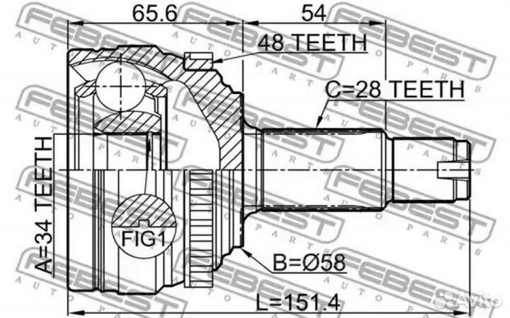 Febest 1410-kora48 шрус внешний перед прав/лев