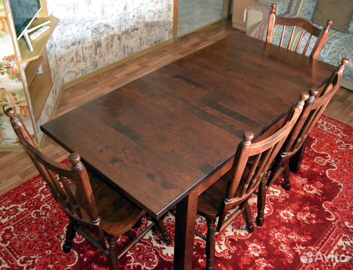 Стол обеденный раздвижной со стульями б/у