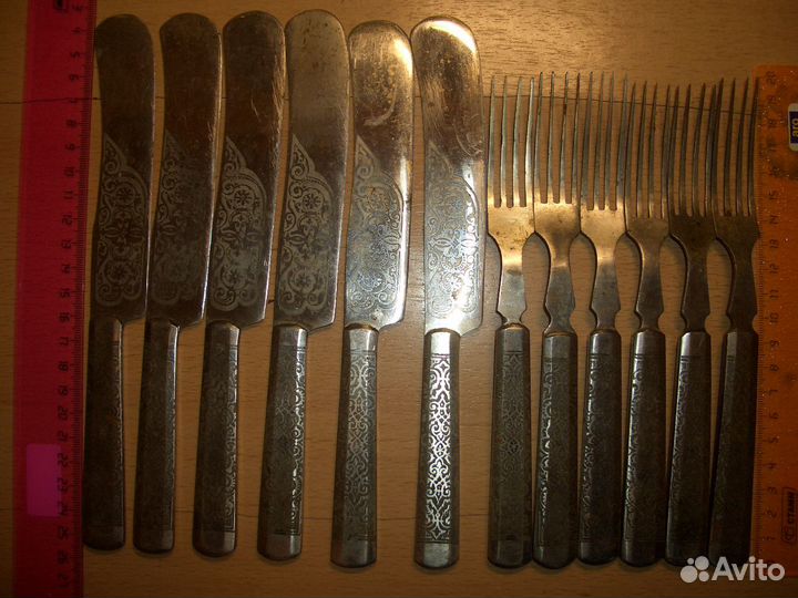Набор Ножи Вилки 12 штук Златоуст Сталь Гравировка
