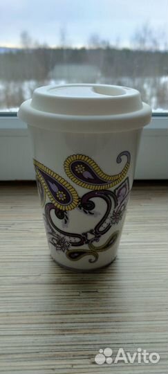 Кружка фарфоровая с крышкой новая