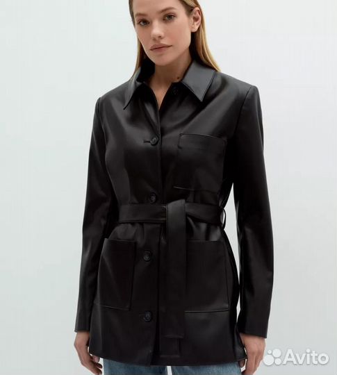 Куртка кожаная женская с поясом р.42