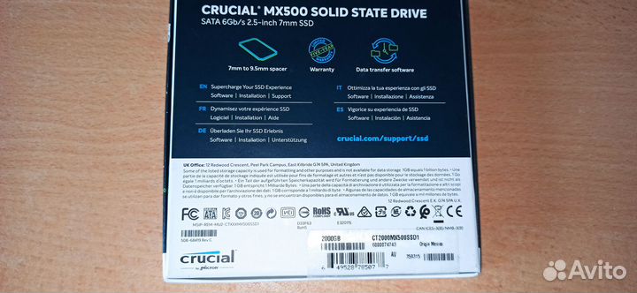 Ssd Crucial mx500 2Tb