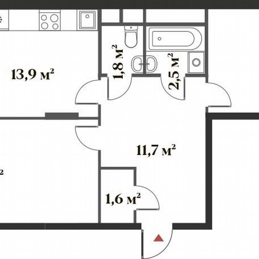 2-к. квартира, 65,3 м², 4/6 эт.