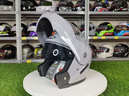 Шлем для мотоцикла, скутера-модуляр. Серый глянец