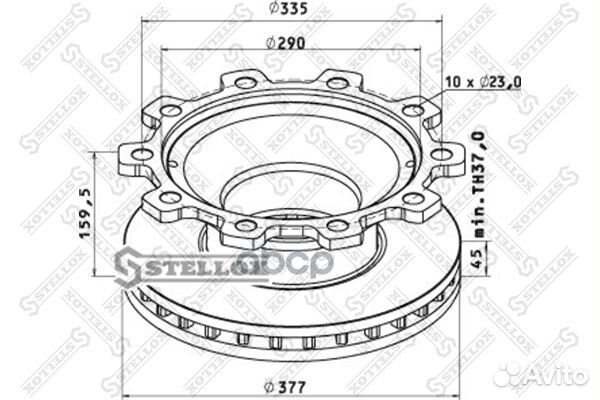 85-00808-SX диск тормозной 377/290x45/160,10n