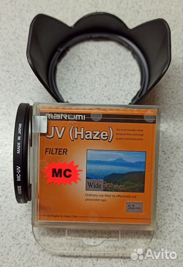 Бленда Nikon 55мм Светофильтр Marumi Uv Haze 52мм