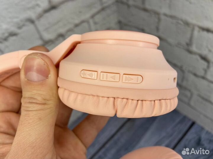 Наушники с ушками RGB Borofone BO18 Розовые