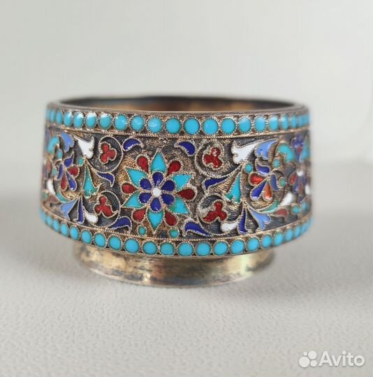 Солонка серебро 84 эмали царская Россия