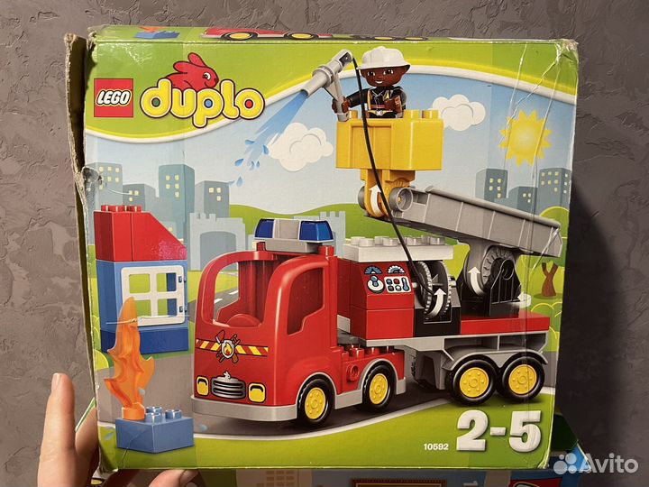 Lego duplo поезд, пожарная машина, дом
