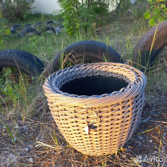 Кашпо из полиротанга Капучино 12л