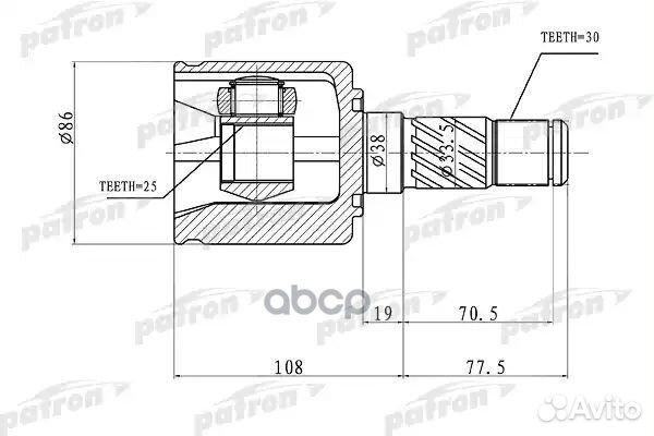 ШРУС внутренний правый 30x38x25 KIA sorento 02