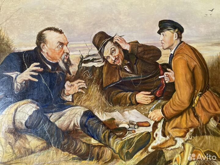 Охотники на привале, холст, масло