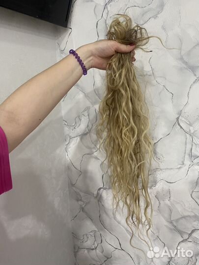 Волосы для наращивания блонд 45 см