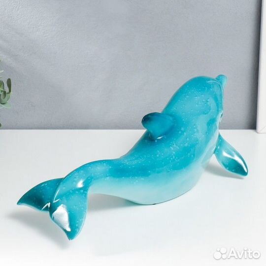 Сувенир полистоун свет 'Голубой дельфин' 14х17х42