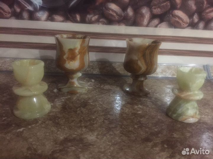 Фужеры, подсвечники из натурального камня(оникс)