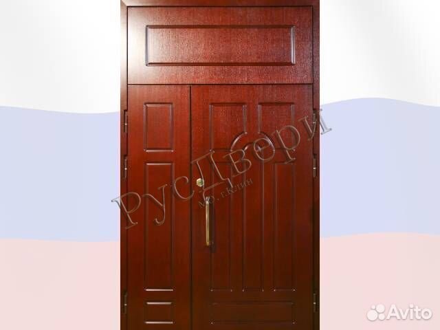 Полуторная тамбурная дверь с мдф шпон и фрамугой