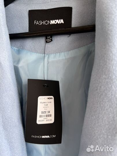 Новое голубое пальто 3XL Fashion Nova