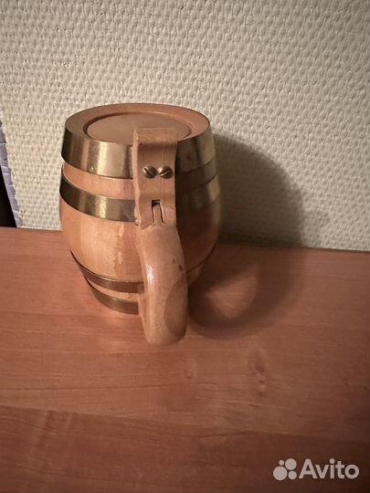 Пивая деревянная винтажная кружка