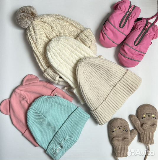 Шапка детская, варежки