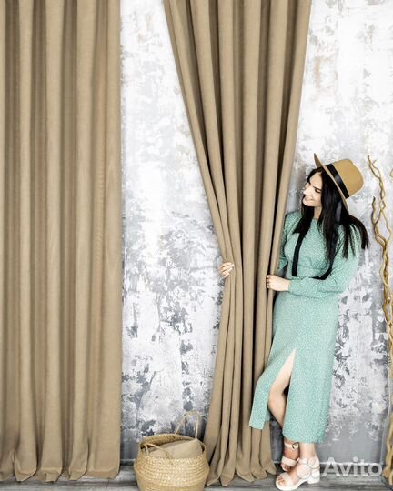 Шторы канвас Эдем песочный новые пошив