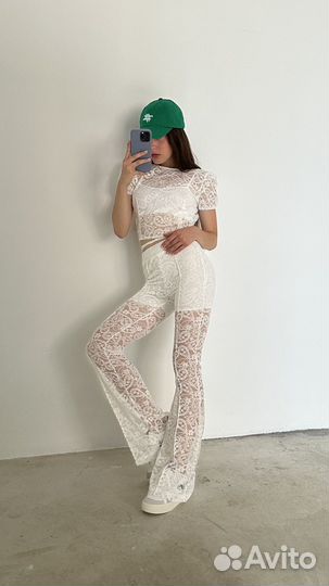 Кружевной костюм топ + брюки