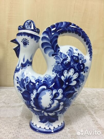 Гжель кумган кувшин петух поднос