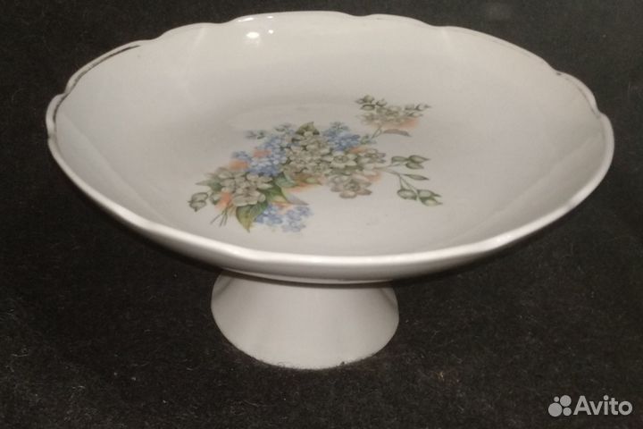 Ваза на ножке фарфор цветы 50е годы