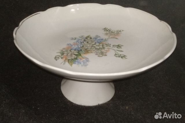 Ваза на ножке фарфор цветы 50е годы