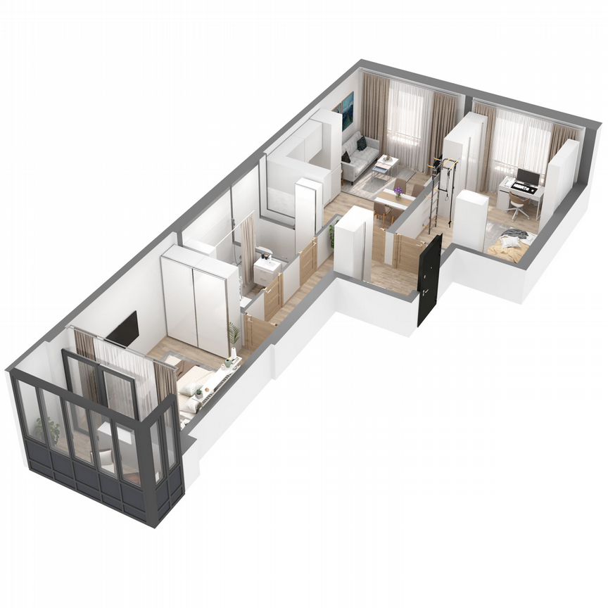 2-к. квартира, 57,6 м², 2/23 эт.
