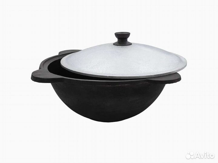 Казан чугунный 6 литров, плоское дно