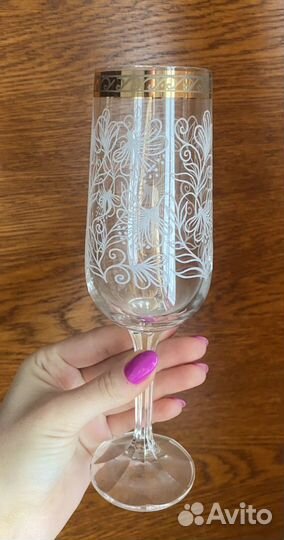 Фужеры бокалы богемия. 5 штук. Чешское стекло
