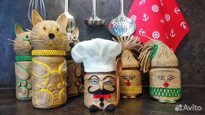 Декоративные баночки для кухни, набор 6 штук