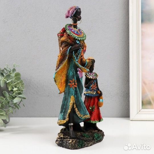 Сувенир полистоун 'Африка. Мама с дочкой' микс 10х