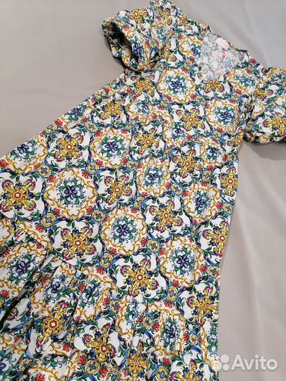 Платье с объёмными рукавами и карманами хлопок