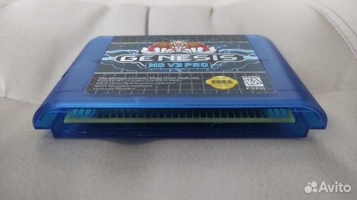 Флеш картридж синий sega MD V3 PRO 32Gb ultimate