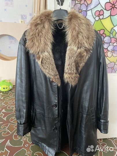 Куртка кожаная мужская зимняя 46 размер