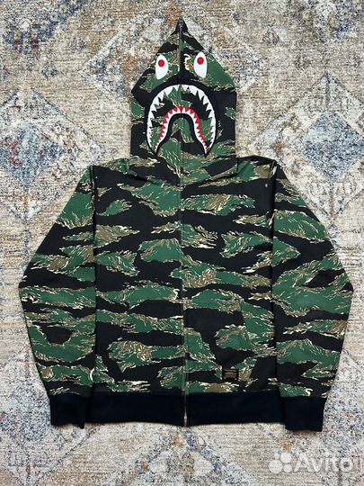 Bape Tiger Camo Shark Full Zip Hoodie