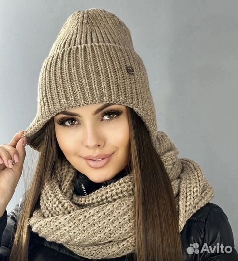 Шапка и снуд 7 расцветок для девочек