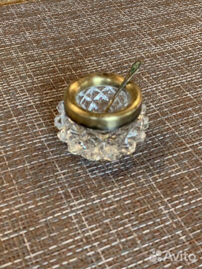 Солонка хрустальная СССР с серебряным ободком