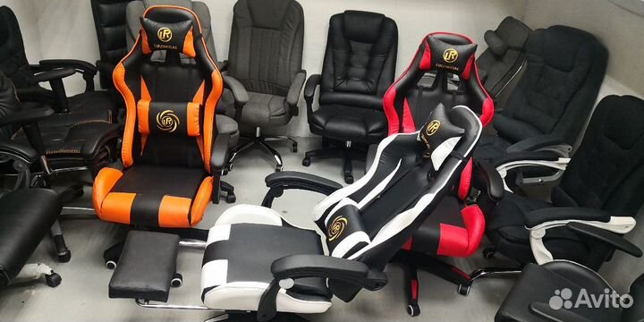 Кресла LR красное оранжевое белое игровое кресло