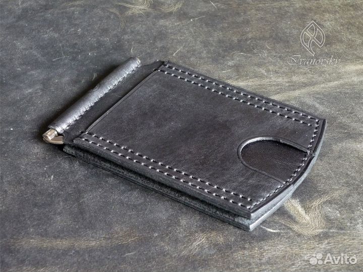 Зажим для денег из натуральной кожи