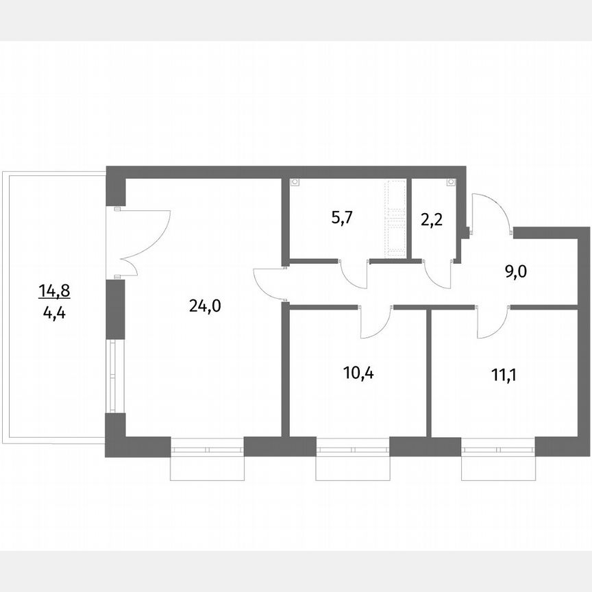 2-к. квартира, 66,8 м², 1/6 эт.