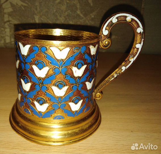 Подстаканник латунь, эмаль, СССР