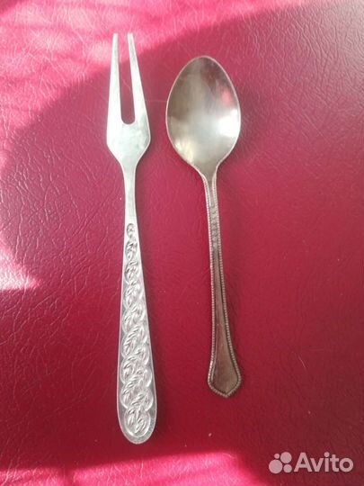 Ложки и вилка для лимона из СССР, мельхиор