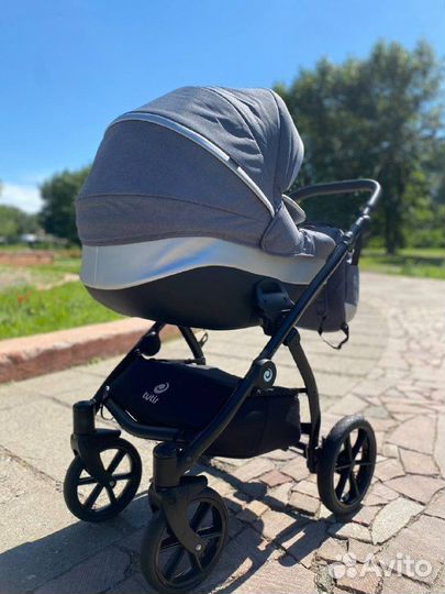 Коляска Tutis Nanni 2в1 сер/кожа Серебро/черн.рама