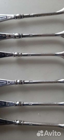 Кофейные серебряные ложки 875 пробы 6 шт