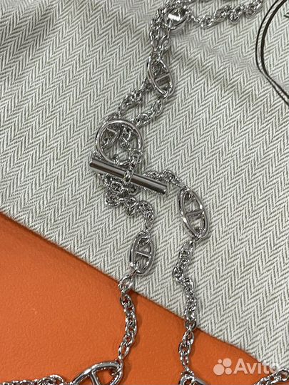 Цепь hermes серебро