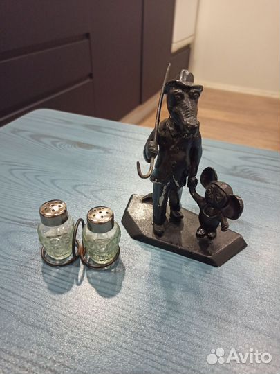 Крокодил Гена и Чебурашка солонка 70е гг