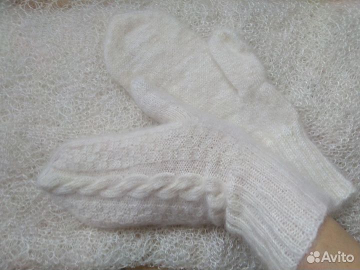 Варежки женские пуховые зимние