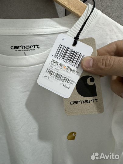Футболка carhartt WIP LS chase - белый / золотой